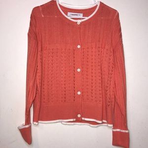 Full Charm orange knit button sweater size M